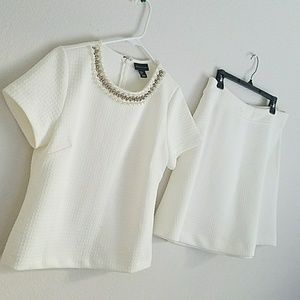 Spring Time! Classy Pearl White Skirt Set